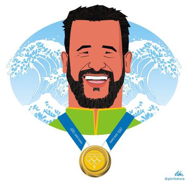 Glen Batoca desenha o medalhista Ítalo Ferreira.