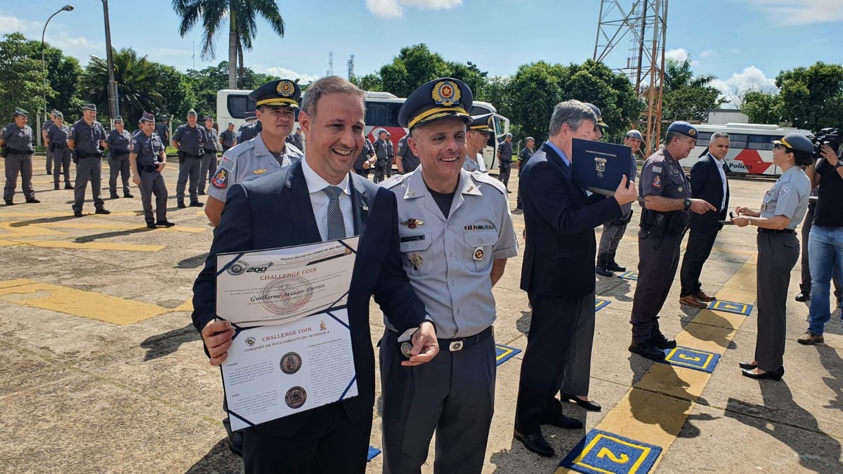 Secretário da Segurança Pública de SP afirma, em Presidente Prudente, que pretende ampliar uso de câmeras nas fardas de policiais