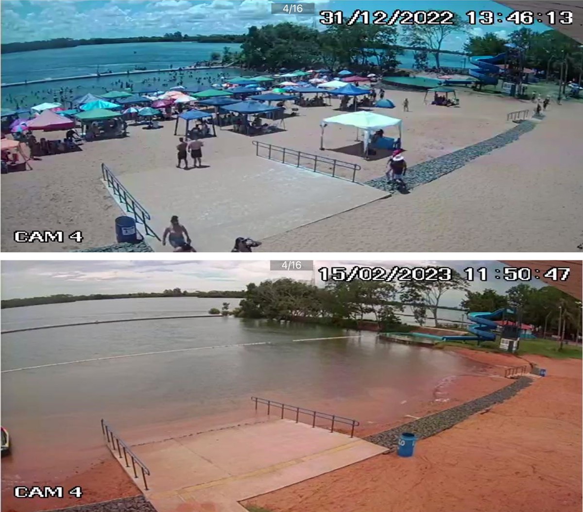 Aumento da vazão de água liberada pela Usina Hidrelétrica de Porto Primavera reflete em ‘alagamento’ no Balneário Municipal de Rosana