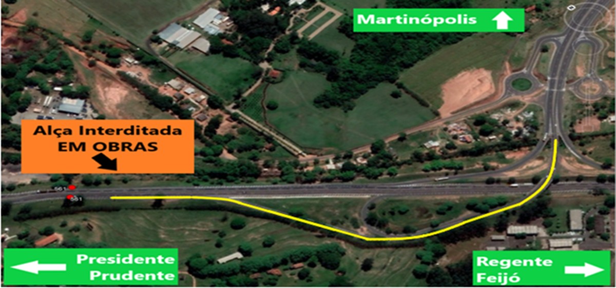Alça que interliga Rodovias Raposo Tavares e Assis Chateaubriand estará fechada para manutenção, em Presidente Prudente