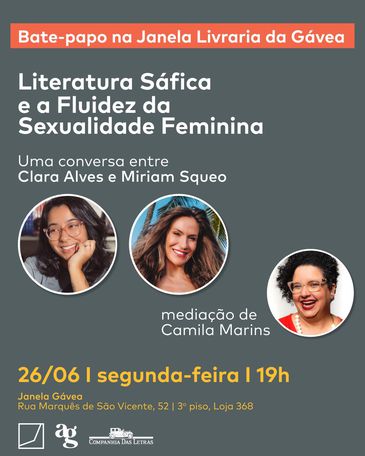 Convite da Janela Livraria sobre literatura sáfica.
Foto: Divulgação