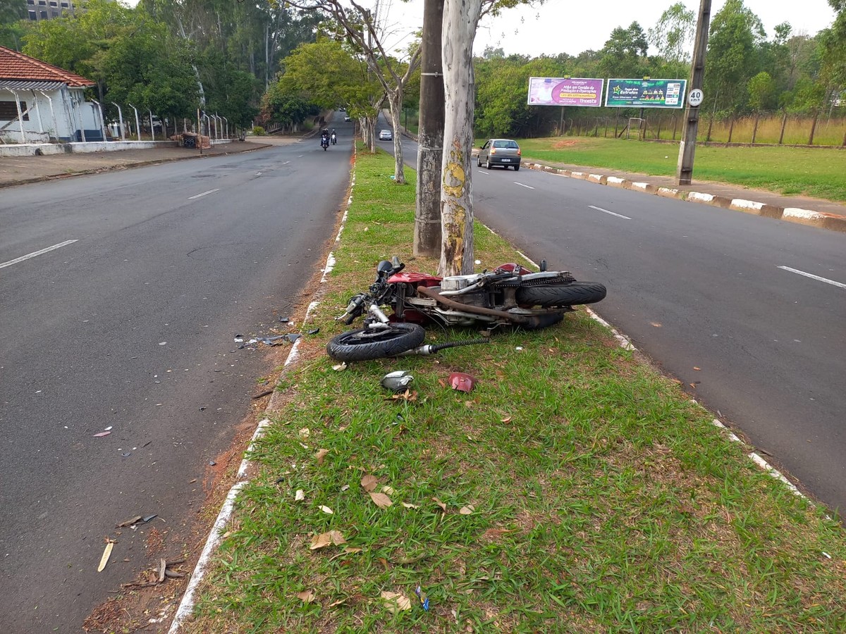 Motociclista perde o controle da direção e bate contra uma árvore, em Presidente Prudente