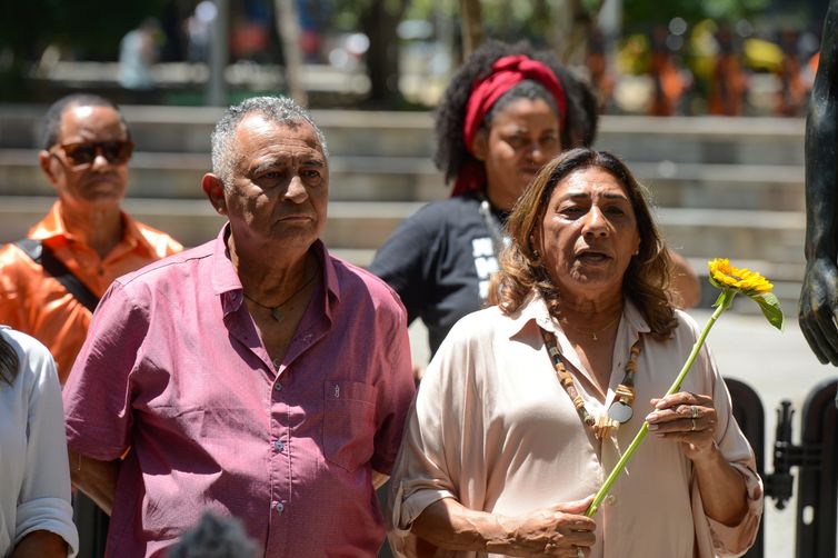 Rio de Janeiro (RJ), 14/03/2024 – A mãe de Marielle Franco, Marinete Silva durante Ato por Justiça, no centro do Rio de Janeiro. Foto: Tomaz Silva/Agência Brasil