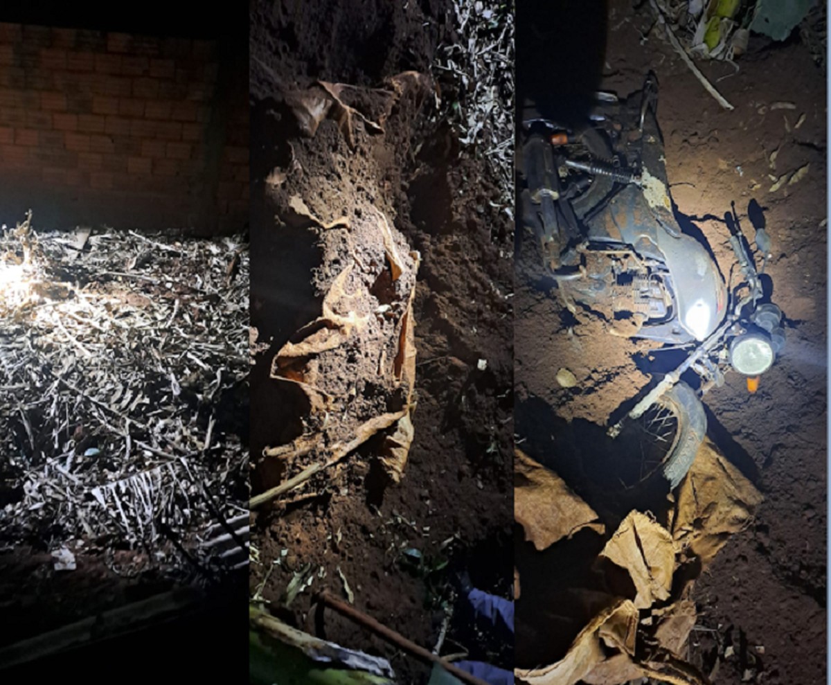 PM localiza motocicleta furtada enterrada em terreno baldio, em Euclides da Cunha Paulista