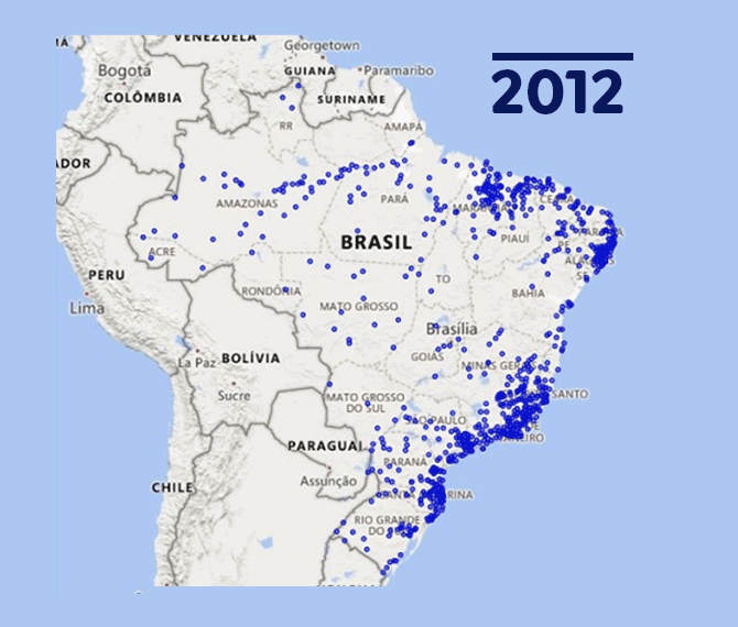 Municípios em risco de desastre ambiental  (2012 e 2022)