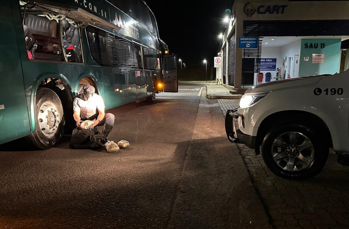 Passageira de ônibus é presa por transportar pacotes de skank em mala, em Santo Anastácio