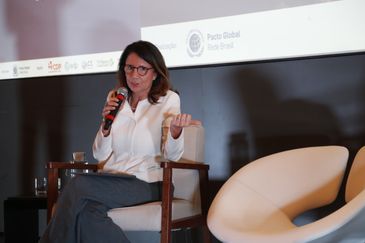 Paulo Pinto/Agência Brasil São Paulo (SP) 03/06/2024 PactoCOP30 - Responsabilidade Corporativa Ambiental: Impacto e Transformaçao, no Museu da Língua Portuguesa. Ana Toni (Secretária Nacional de Mudança do Clima do Ministério Meio Ambiente).
Foto: Paulo Pinto/Agencia Brasil