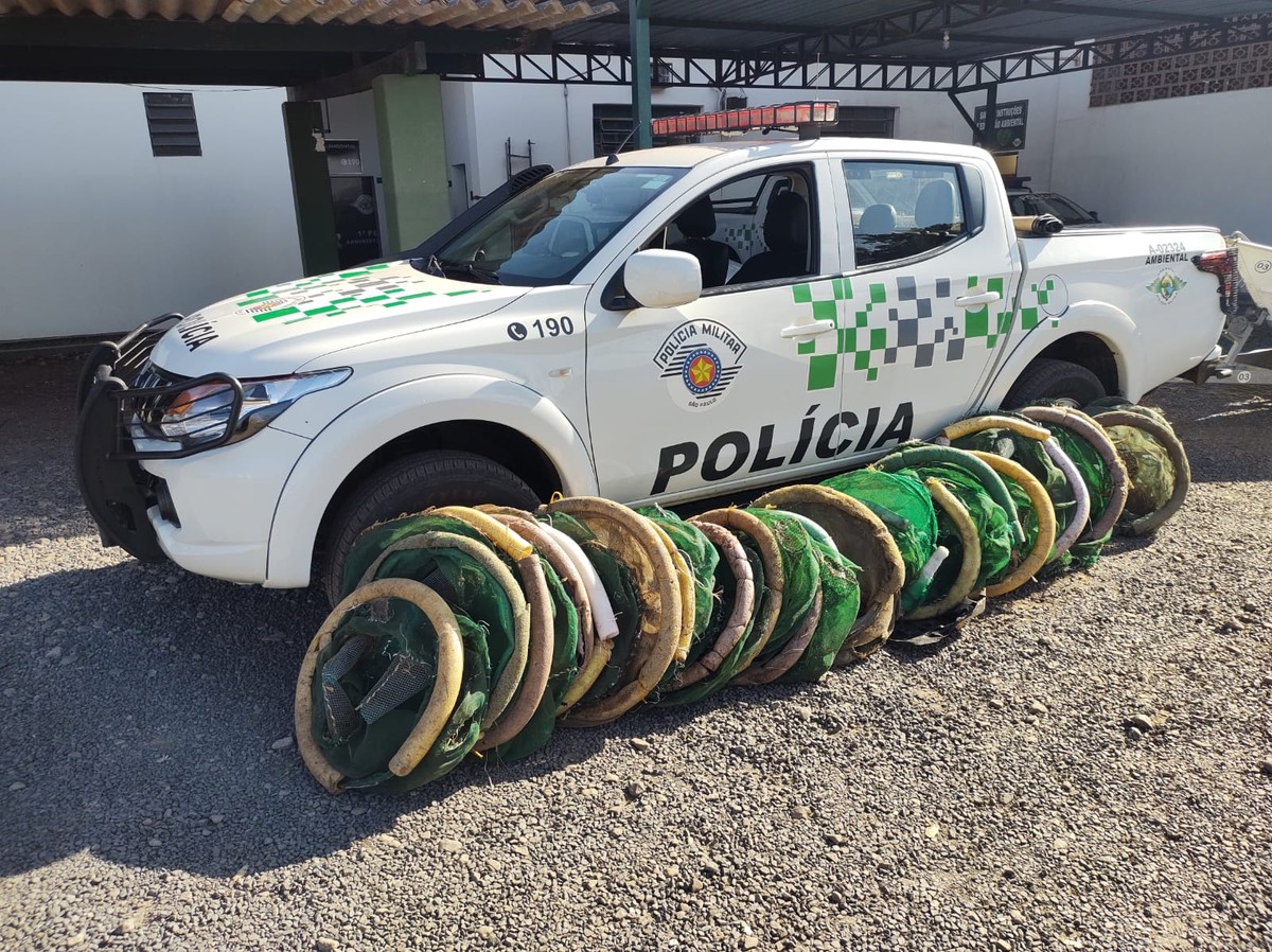 Fiscalização policial apreende 20 armadilhas de captura de iscas para pesca, em Caiuá