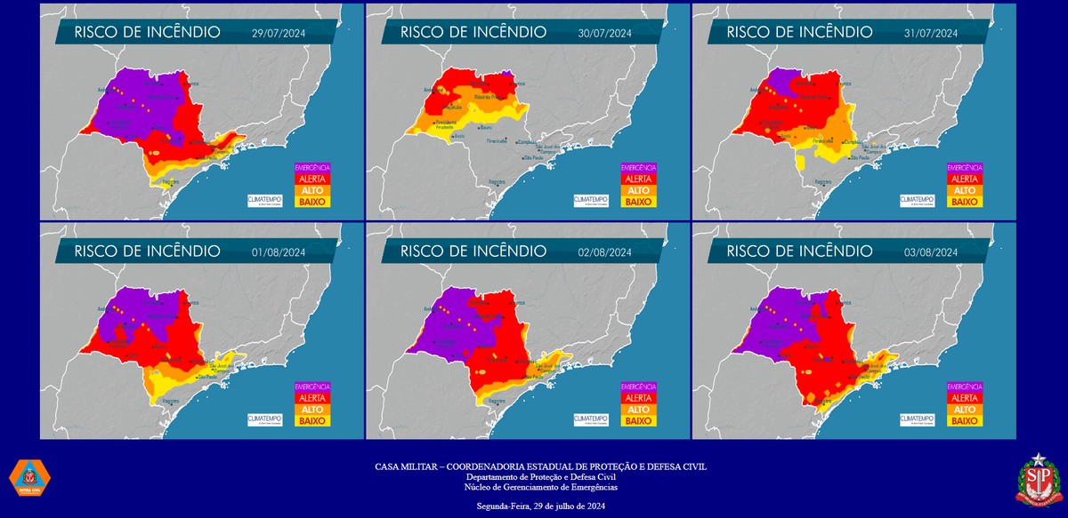 Mapa da Defesa Civil coloca região de Presidente Prudente em situação de emergência para risco de incêndio nesta semana | Presidente Prudente e Região