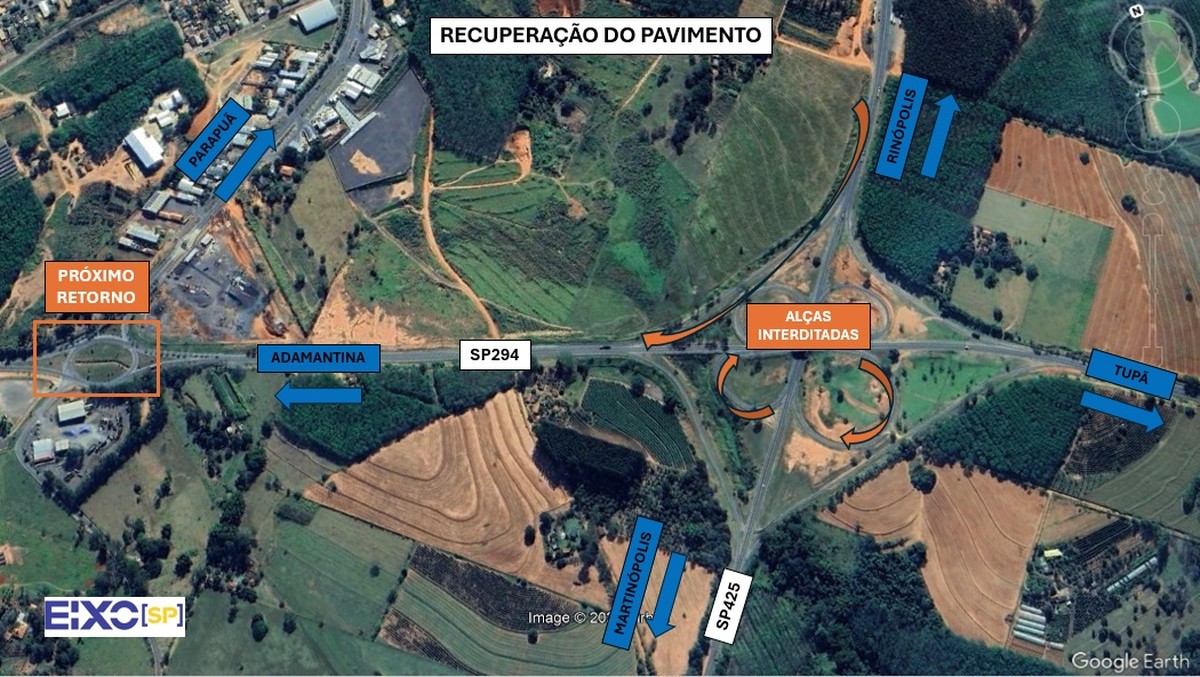 Obras no asfalto interditam alças de ligação entre as rodovias Assis Chateaubriand e Comandante João Ribeiro de Barros, em Parapuã | Presidente Prudente e Região