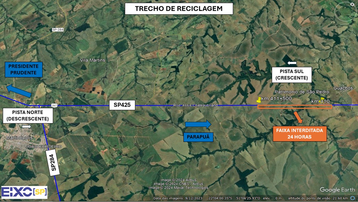 Obras no asfalto interditam novo trecho da Rovodia Assis Chateaubriand entre Martinópolis e Parapuã