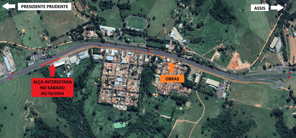 Obras causam alterações no tráfego em alça de acesso da Rodovia Raposo Tavares no distrito de Espigão, em Regente Feijó