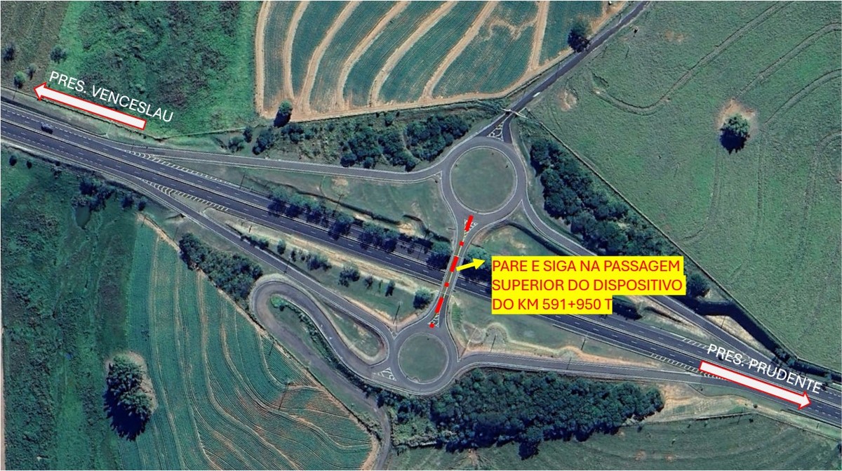Sistema ‘Pare e Siga’ é adotado em trecho da Rodovia Raposo Tavares para manutenção de dispositivo, em Presidente Bernardes