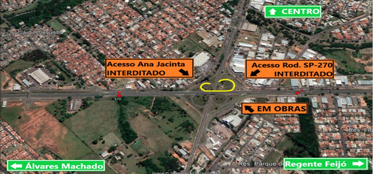 Concessionária prorroga obras no trânsito em alça de acesso ao Conjunto Habitacional Ana Jacinta, na Rodovia Raposo Tavares | Presidente Prudente e Região