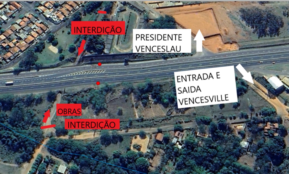 Obras interditam trecho da Rodovia Raposo Tavares em Presidente Venceslau