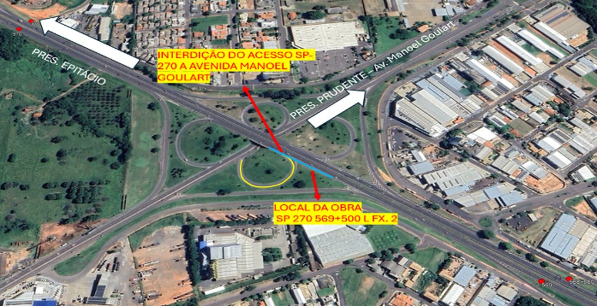 Obras no pavimento interditam acesso da Rodovia Raposo Tavares à Avenida Manoel Goulart, em Presidente Prudente | Presidente Prudente e Região