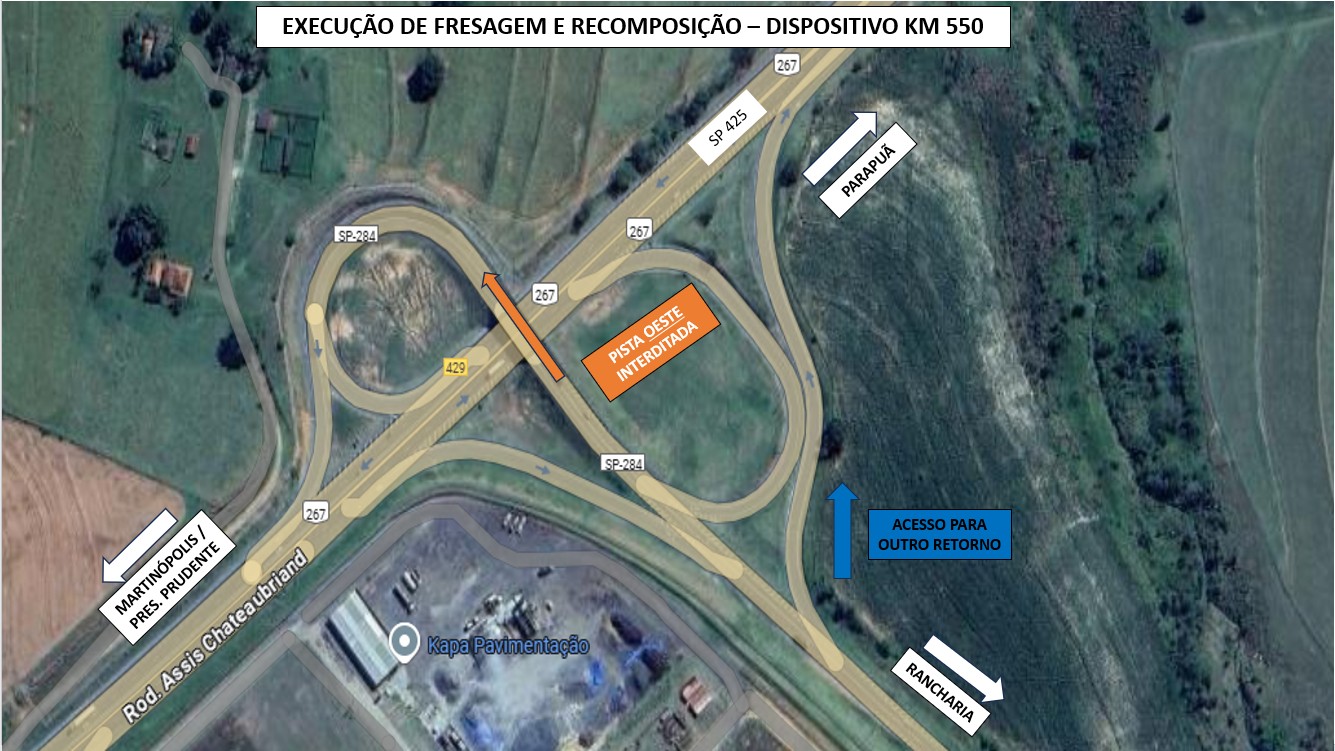 Reparos no asfalto interditam trecho no entroncamento das rodovias Assis Chateaubriand e Homero Severo Lins | Presidente Prudente e Região