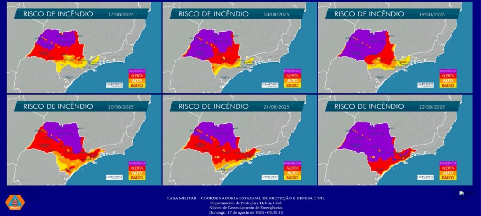 Com mais de 50 dias sem chuva, Defesa Civil emite alerta de incêndios florestais para a região de Presidente Prudente