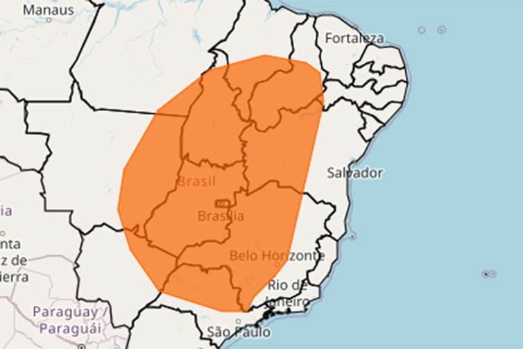 Brasília (DF), 11/09/2025 - Alerta laranja do inmet sobre baixa umidade. INMET publica aviso iniciando em: 11/09/2025 12:00. Umidade relativa do ar variando entre 20% e 12%. Risco de incêndios florestais e à saúde. Foto: Inmet/Divulgação