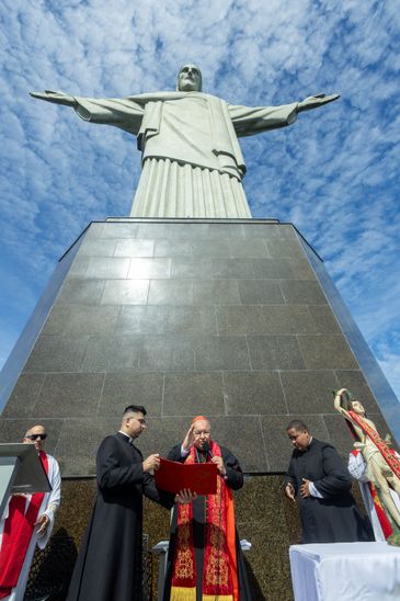 Rio de janeiro (RJ), 16/01/2026 - Imagem peregrina do padroeiro do Rio visita o Cristo Redentor. Foto: Santuário Cristo Redentor/Divulgação